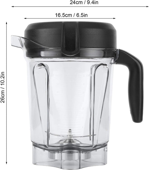 Blender Cup Container, Transparent Food Blender Container with Blade Lid Replacement for Vitamix 64oz