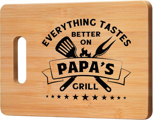 Best Papa Birthday Gifts - Unique Bamboo Cutting Board Gift for Papa Grandpa - Cool Christmas Fathers Day Gift for Papa