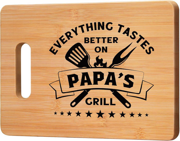 Best Papa Birthday Gifts - Unique Bamboo Cutting Board Gift for Papa Grandpa - Cool Christmas Fathers Day Gift for Papa