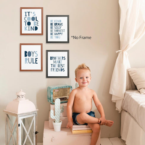 4pcs 8x10 Inches Brothers Make The Best Friends Boys Rules Affirmations Poster Prints for Home Boys Room Playroom
