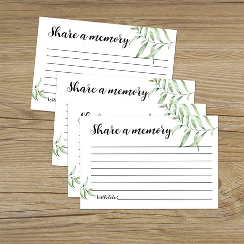 Giftideaworkshop 50 Greenery Share A Memory Cards for Celebration of Life, Birthday, Anniversary, Memorial, Funeral,