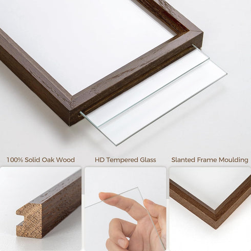 12x12 3x3 4x4 5x5 6x6 8x8 12''x12'' Axeman Floating Picture Frame - Solid Oak Wood Square Picture Frame, Double