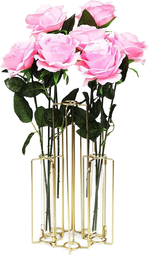 6-Pack 14 11.8 Juvale Metal Hinged Bud Vases Stand - x in, Gold, Modern - Lantern Centerpieces, Tulipiere & Flower