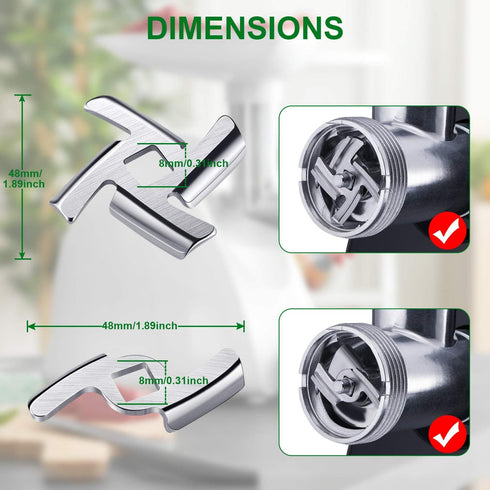 Mudder 9 Pieces Meat Grinder Blades - Stainless Steel Replacement Parts for Size 5 Stand Mixer Accessories
