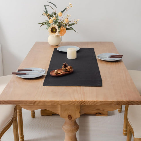 36 Inches 14x36 Inchs Farmhouse Black Table Runner Long Polyester Fabric Washable Rustic Table Runners Small Short