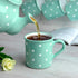 City to Cottage Handmade Teal Blue and White Polka Dot Ceramic Mug, Extra Large 17.5oz/500ml, Unique Designer Pottery