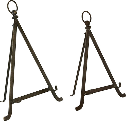 Deco 79 Metal Tabletop Display Easel with Foldable Stand, Set of 2 13", 15"H, Bronze by Deco 79