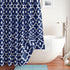 Biscaynebay Extra Long Textured Fabric Shower Curtains - 72" W x 84" L, Navy Morocco Pearl Printed Luxury Bathroom