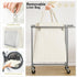 Wheels,160L 2 Chrislley Double Laundry Hamper with Rolling Laundry Basket Section,Steel Frame Laundry Cart with Handle