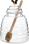 HIC Kitchen Glass Honey Jar with Lid and Honey Dipper, Borosilicate Glass