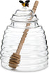 HIC Kitchen Glass Honey Jar with Lid and Honey Dipper, Borosilicate Glass