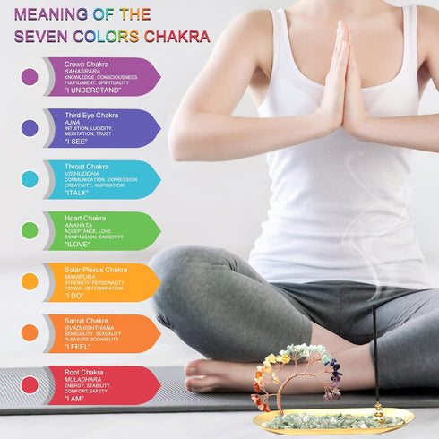 Crystal Incense Burner Holder, 7 Chakra Crystal Incense Sticks Holder for Yoga Meditation and Home Decor