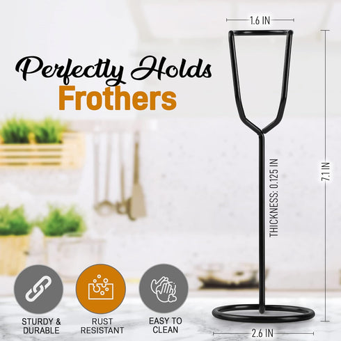 Zulay Kitchen Ultra Frother Stand for Milk Frothers - Heavy Duty Premium Holder for Multiple Handheld Frothers (Black)