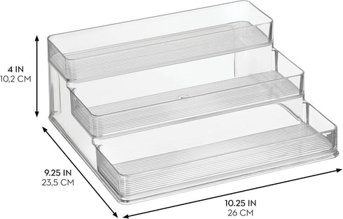 iDesign 3-Tier Spice Rack Organizer, Clear, Made in USA