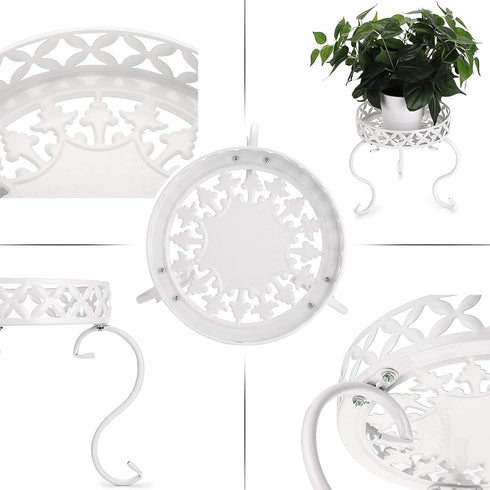 OwnMy Metal Round Plant Stand Rustproof Iron Flower Pot Holder, Indoor Outdoor Plant Stand Heavy Duty for Home, Garden