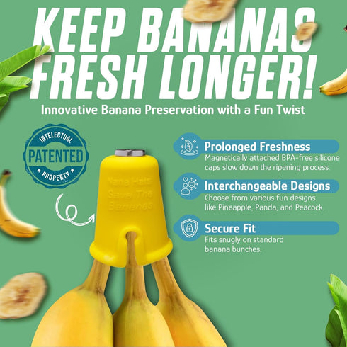 NANA HATS Banana Freshness Preserver, Keep Bananas Fresh Longer, Ideal for Organic Bananas, Innovative Banana Holder