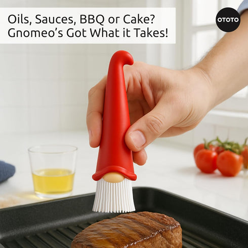 OTOTO Gnomeo Pastry Brush - Silicone Basting Brush for Cooking, Spread Oil Butter Sauce for BBQ Grill Baking, Gnomes