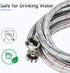 JUWO 6 FT Washing Machine Hoses with 90 Degree Elbow, 3/4" FHT Stainless Steel Washer Hoses for Water Supply, Red & Blue