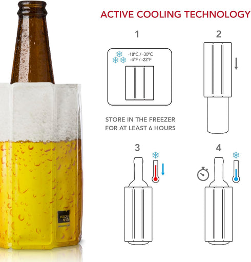Vacu Vin Flexible Beer Cooler Sleeve – Reusable Ice Sleeve for Standard Bottles – Portable Drink Chiller