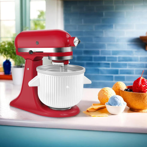 4.5-5Qt 5-6Qt 2-Quart Frozen GLINK Ice Cream Maker Attachment for KitchenAid Stand Mixer, Compatible with Kitchenaid