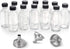 AOZITA 12 Pack, 2 oz Small Clear Glass Bottles w/Lid & 3