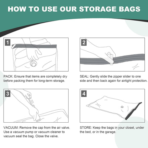 Vacuum Storage Bags - Space Saver Bags for Comforters, Blankets, Clothes Storage, 10 Jumbo Bags with Hand Pump Included