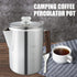 Camping Coffee Pot 9 Cups, Stainless Steel Coffee Percolator with Clear Top Glass Knob for Stovetop or Campfire Brewing