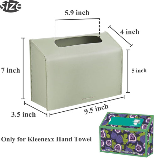Haecsfl Towel(1-Green) Leather Cover for Disposable Paper Hand Towel Box, Compatible with Kleenex Paper Hand