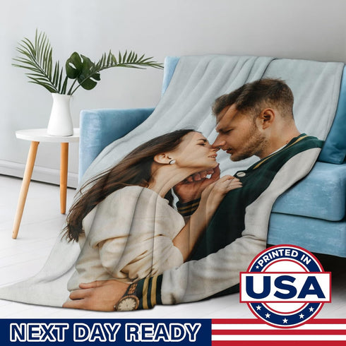 Custom Blanket with Picture Text Personalized Valentines Gift for Girlfriend Boyfriend Customized Throw Blanket