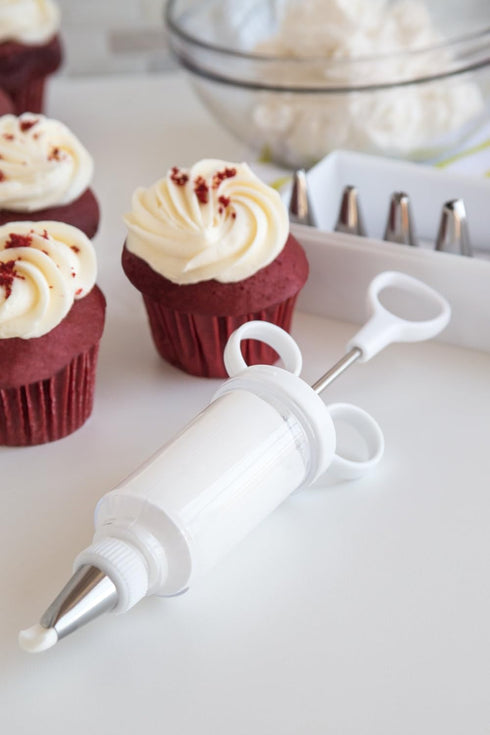 Fox Run Icing Syringe Decorating Set, Metallic, 7-Piece, 2.25 x 3 x 8 Inches