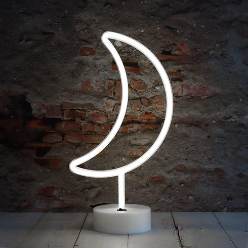 Neon Moon Lights, LED Moon Decor Neon Signs Art Decorations Crescent Night Lights Lamp for Party Supplies, Children Kids Girls Gift-Moon with Holder Base(White) by Vicila