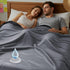 82" 82", 3-Layer Tisancy Love Waterproof Bed Blanket - Queen Size, x Dark & Light Gray, Flannel with Storage Bag