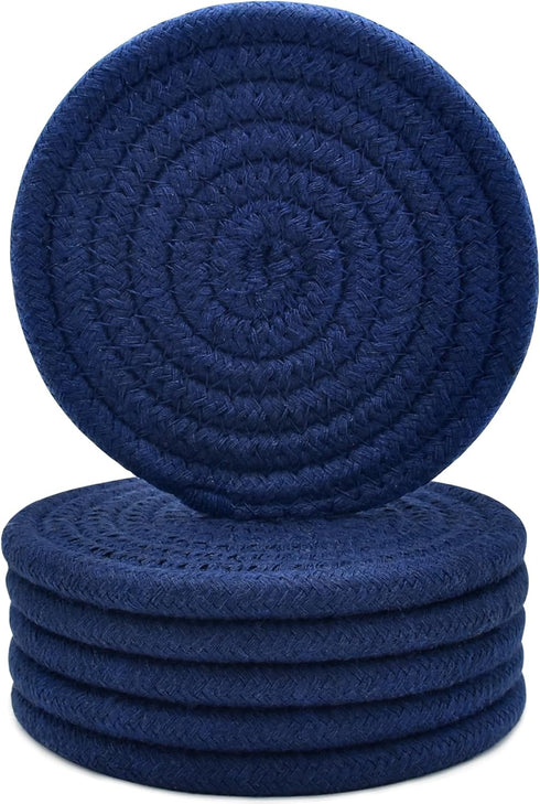 ABenkle Woven Coasters for Drinks Set of 6, Boho Absorbent Drinking Coaster,
