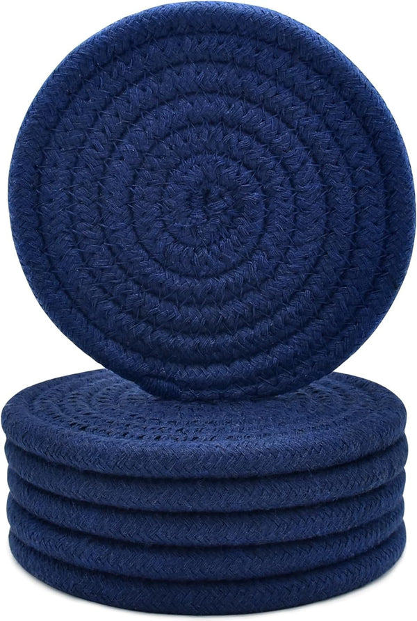 ABenkle Woven Coasters for Drinks Set of 6, Boho Absorbent Drinking Coaster,