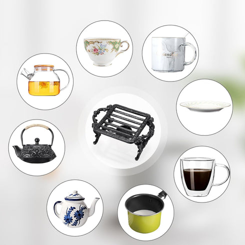 Sumnacon Cast Iron Tea Pot Warmer with Tealight Candle Holder, Sturdy Stand for Office Party or Desk