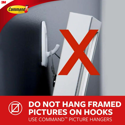 Command Medium Designer Hooks, Damage Free Wall Hooks with Adhesive Strips, 9 White Hooks for Hanging Decorations