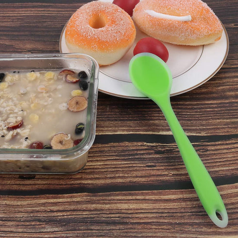 uxcell Silicone Dinner Spoon, Table Spoon, Dessert Spoon Utensils for Kitchen Restaurant, Green