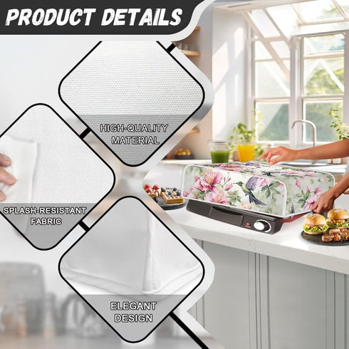 Bird Flower Grill Pan Cover - Protective Dust Cover Compatible with Most Small Kitchen Appliances