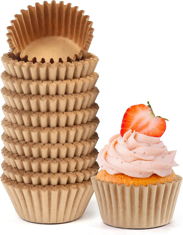 LotFancy Mini Natural Cupcake Liners: 500Pcs Greaseproof Paper Muffin Baking Cups, Unbleached, No Smell