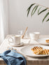 8 oz Set 4, Set LE TAUCI Stackable Latte Cups with Saucers and Stand, of Large Ceramic Coffee Cup and Saucer for Tea