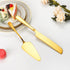 Cake Knife and Server Set with 6 Pcs Cake Forks, Wedding Cake Cutting Set for Parties (8 PCS, Gold)