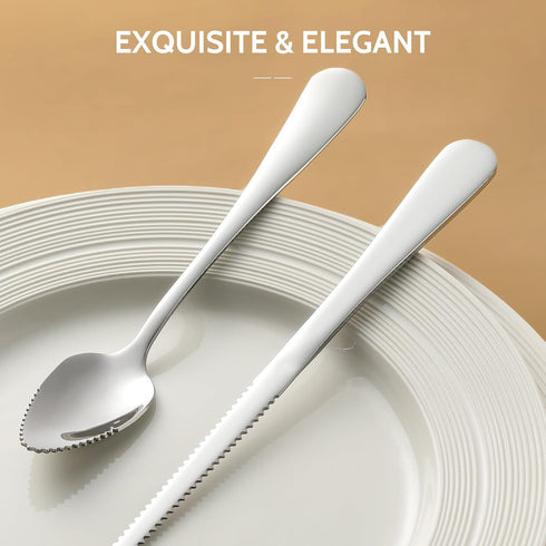 Hiware 4-piece Grapefruit Spoons and Knife, 18/8 Stainless Steel