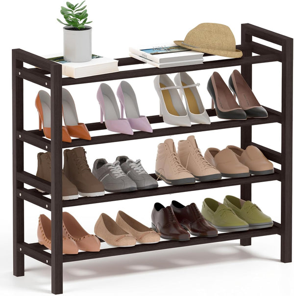 Haddockway Bamboo Shoe Rack for Closet, Free Standing Shoe Organizer with Smooth