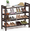 Haddockway Bamboo Shoe Rack for Closet, Free Standing Shoe Organizer with Smooth