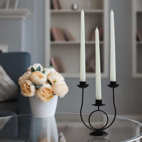 10 Inch Taper Candle 4 Pack, Unscented Hand-Dipped Long Burning Dripless Ivory Candles for Home Interior