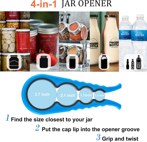 Bloss Anti-skid Jar Opener, Rubber Can Opener Kitchen Grippers for Stubborn Lids, Caps, and Bottles, Blue