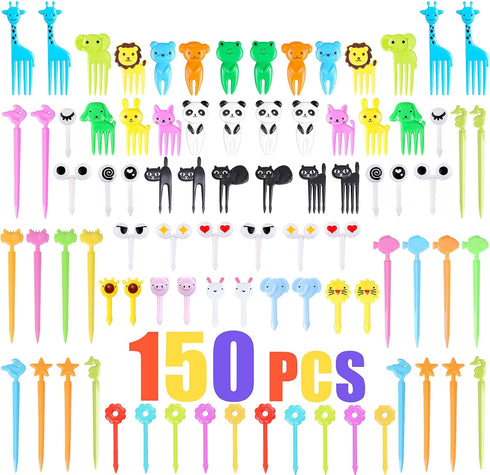 Vicuna R 150 Pcs Animal Food Picks for Kids, Fun Kids Food Picks for Bento Box Accessories, Reusable Toddler Fruit