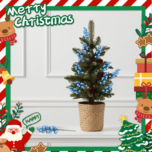 24 pcs Christmas Berries Stems Artificial Berry Stems for Christmas Tree Ornaments Crafts Holiday and Home Decor (Light