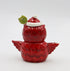 Owl Sugar and Creamer, 5 3/4 X 2 7/8 X 5 3/8"H, Red, White, Black, Green