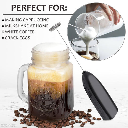 Daily-buy 4pcs Electric Mini Kitchen Stirrer - Battery Operated Milk Frother & 2 PCS Brushes Gift